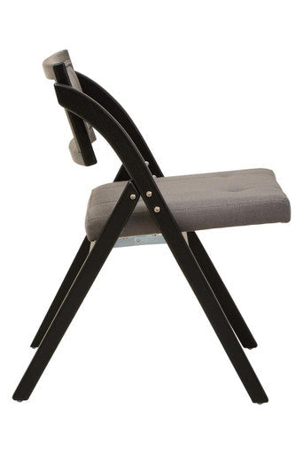 Orsina Cebu Folding Chair – Grey Fabric and Black Elm Wood Seating