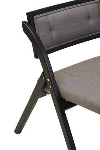 Orsina Cebu Folding Chair – Grey Fabric and Black Elm Wood Seating