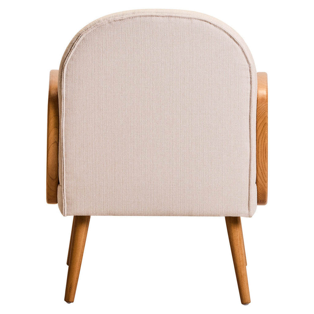 Orsina Cebu Ivory Fabric and Cane Dining Chair with Elm Wood Legs