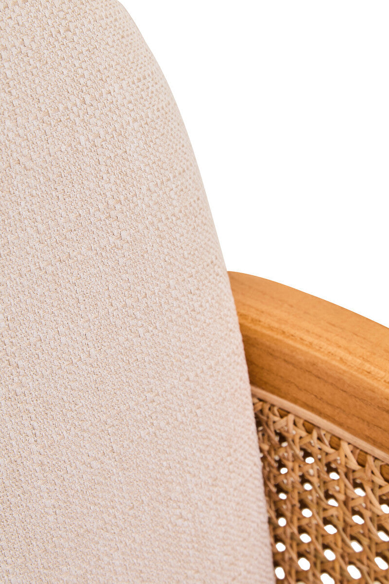 Orsina Cebu Ivory Fabric and Cane Dining Chair with Elm Wood Legs