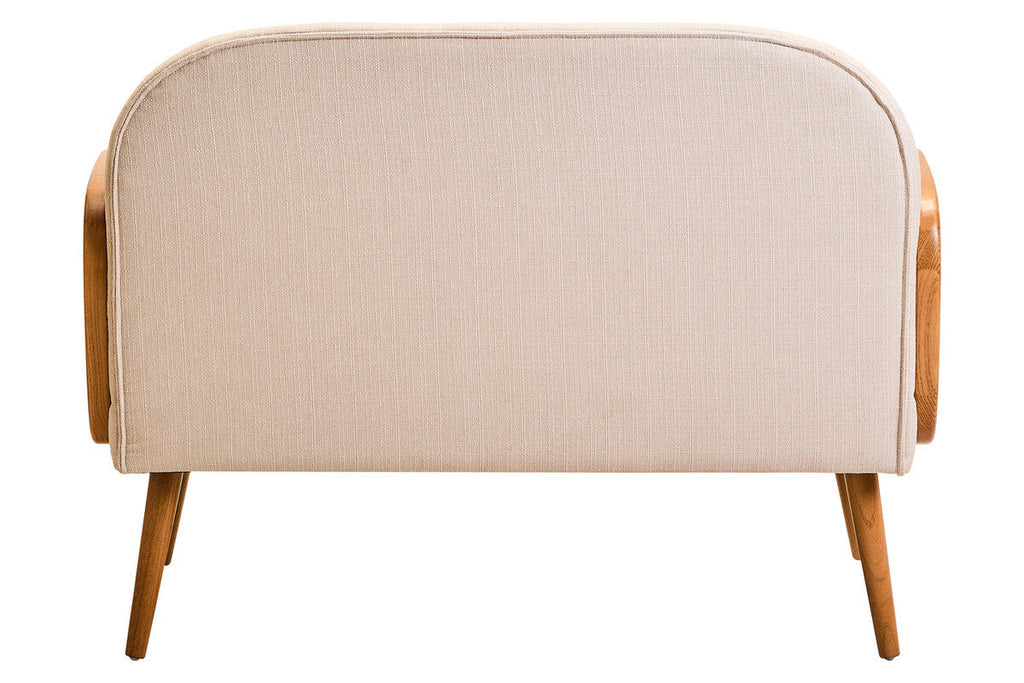 Orsina Cebu 2 Seater Ivory Fabric and Cane Sofa with Elm Wood Legs