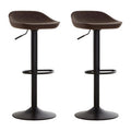 Orsina Dalston Set of 2 Mocha Leather-Effect Adjustable Bar Stools