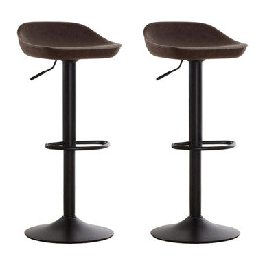 Orsina Dalston Set of 2 Mocha Leather-Effect Adjustable Bar Stools