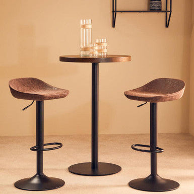 Orsina Dalston Set of 2 Mocha Leather-Effect Adjustable Bar Stools