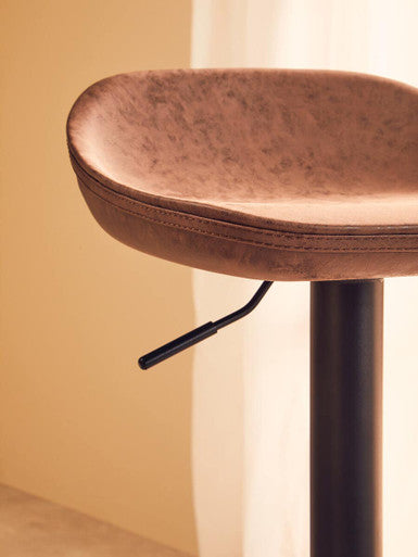 Orsina Dalston Set of 2 Mocha Leather-Effect Adjustable Bar Stools