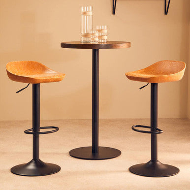 Orsina Dalston Camel Bar Stools – Set of 2 Adjustable Kitchen Seats