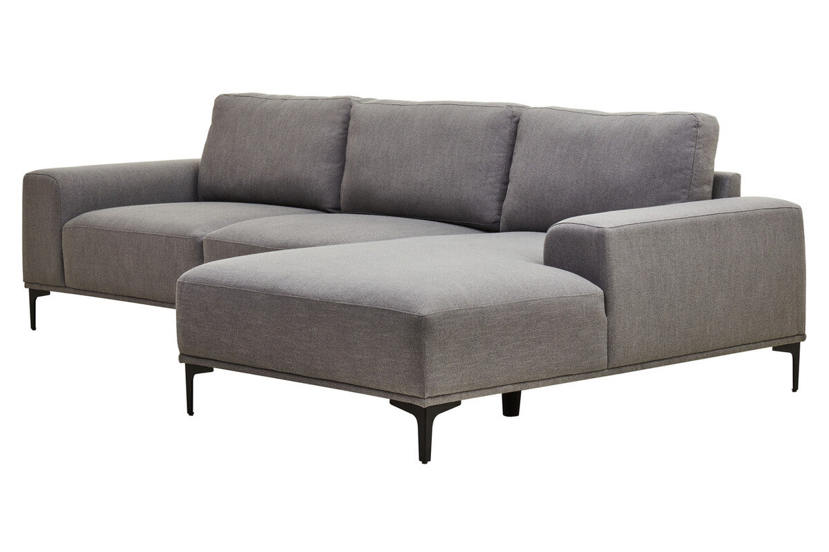 Orsina Toulon 3 Seater Grey Fabric Right Chaise Sectional Sofa