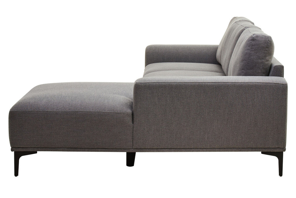 Orsina Toulon 3 Seater Grey Fabric Right Chaise Sectional Sofa