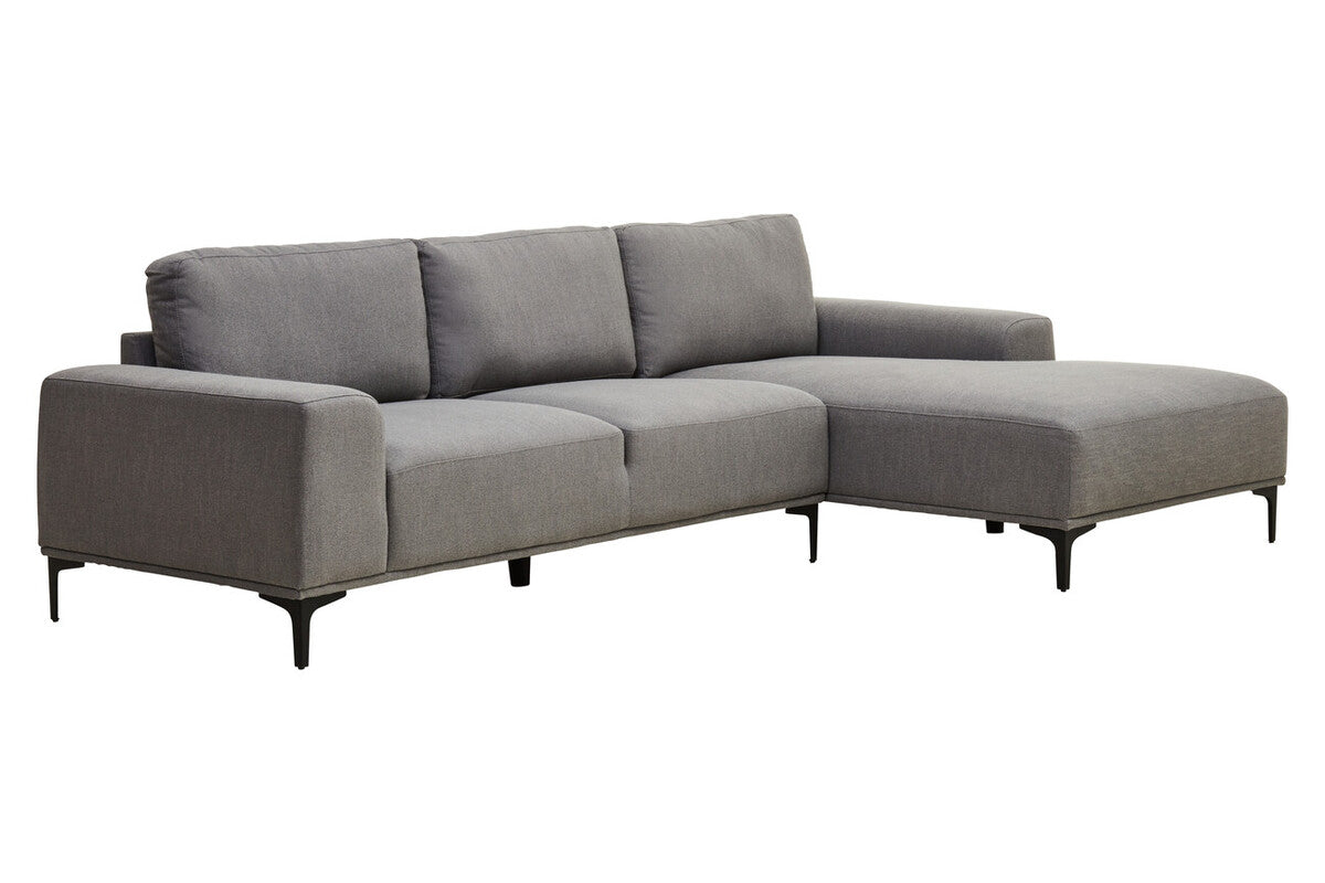 Orsina Toulon 3 Seater Grey Fabric Right Chaise Sectional Sofa