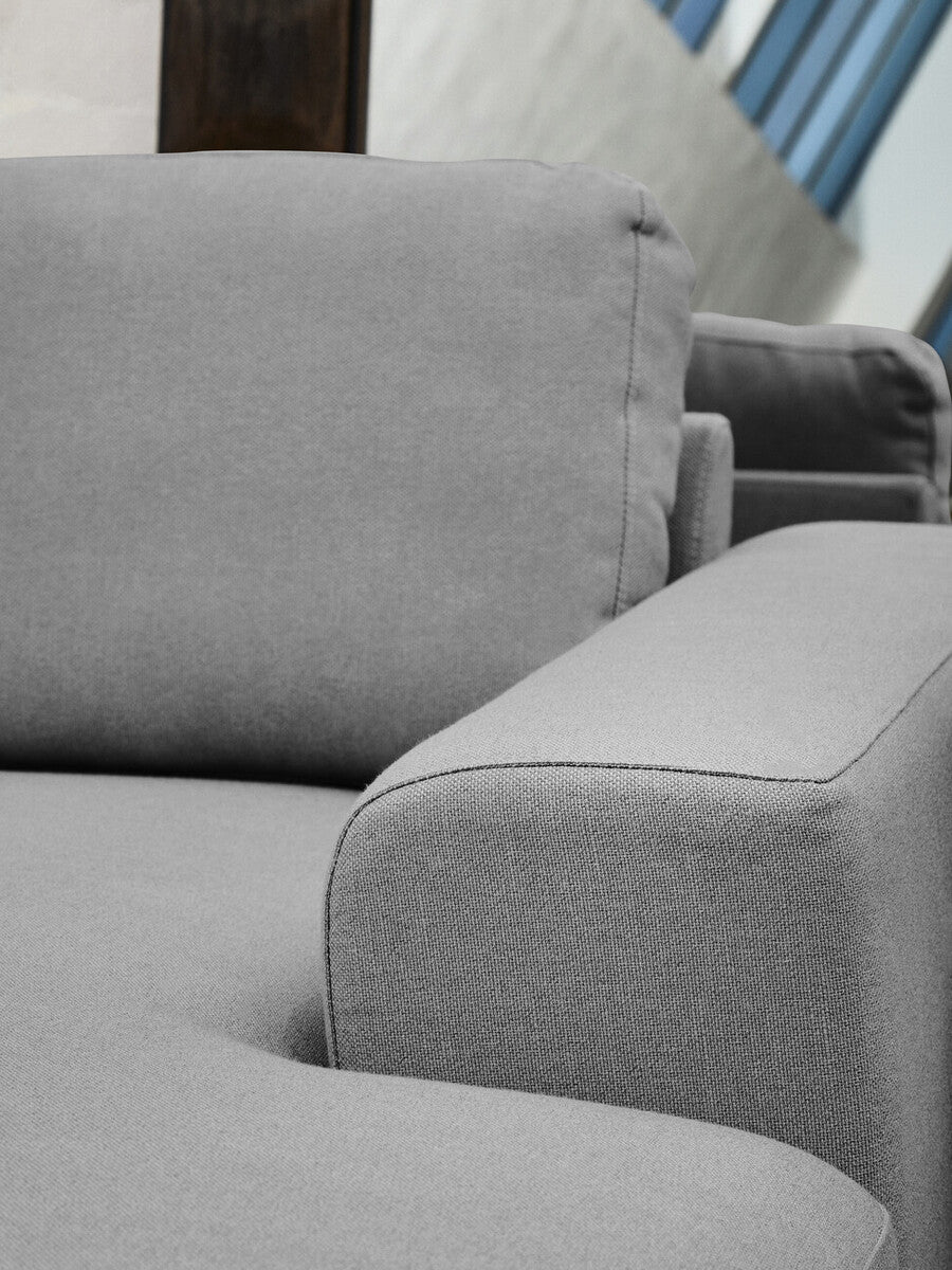 Orsina Toulon 3 Seater Grey Fabric Right Chaise Sectional Sofa