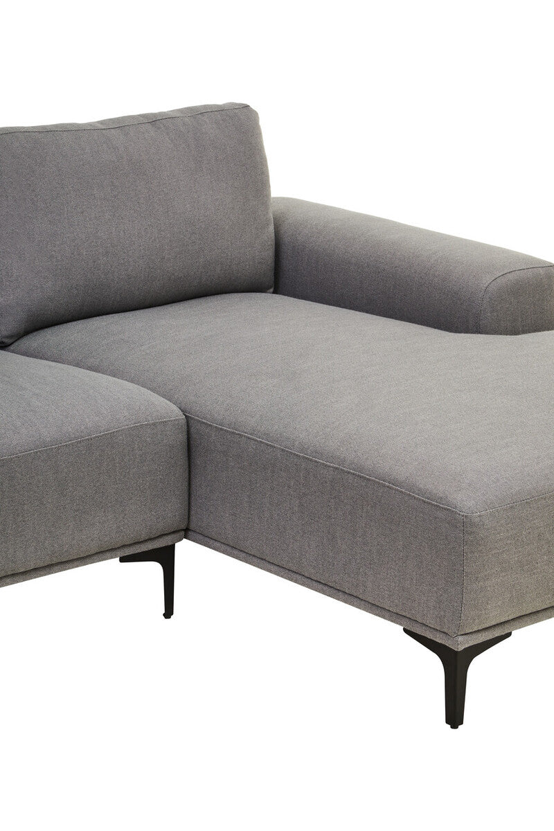 Orsina Toulon 3 Seater Grey Fabric Right Chaise Sectional Sofa