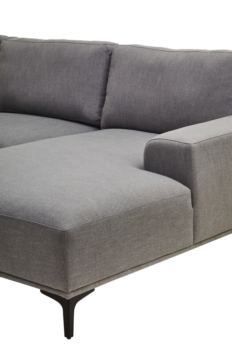 Orsina Toulon 3 Seater Grey Fabric Right Chaise Sectional Sofa