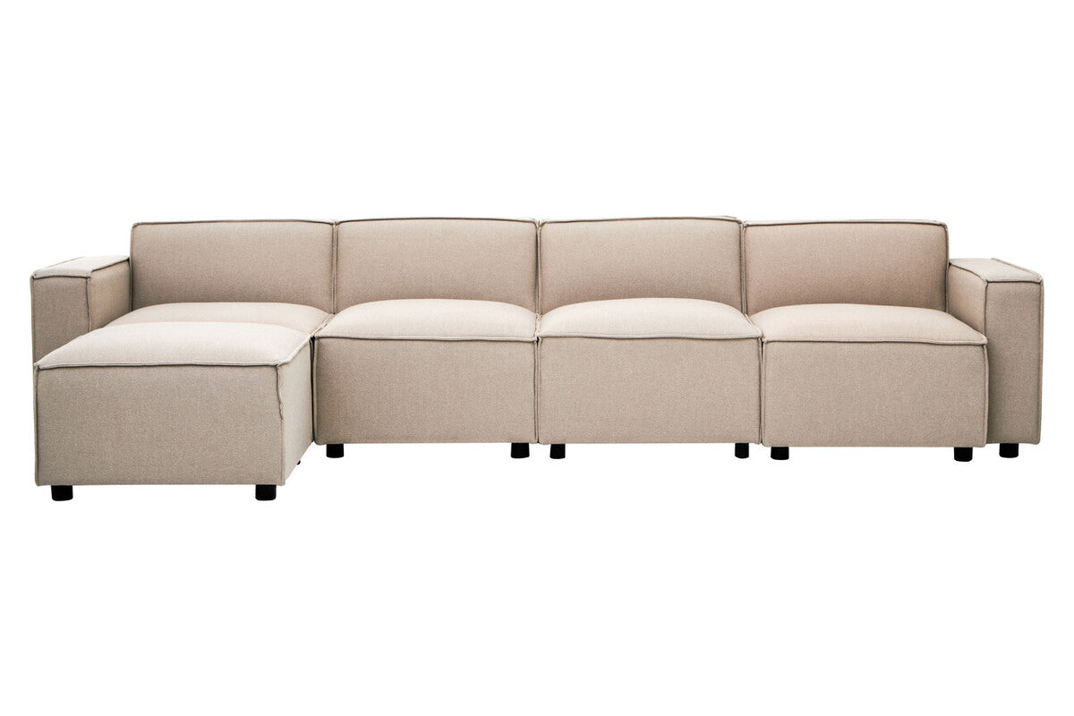 Orsina Toulouse Armless Modular Sofa – Natural Fabric Contemporary Seating
