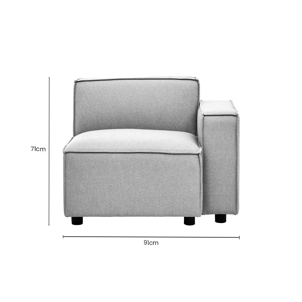 Orsina Toulouse Grey Fabric Right Arm Modular Sofa – Modern Sectional
