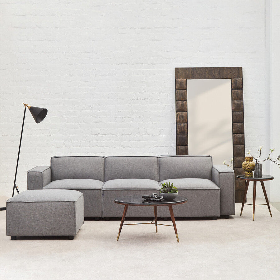 Orsina Toulouse Grey Fabric Modular Ottoman | Modern Living Room Footrest