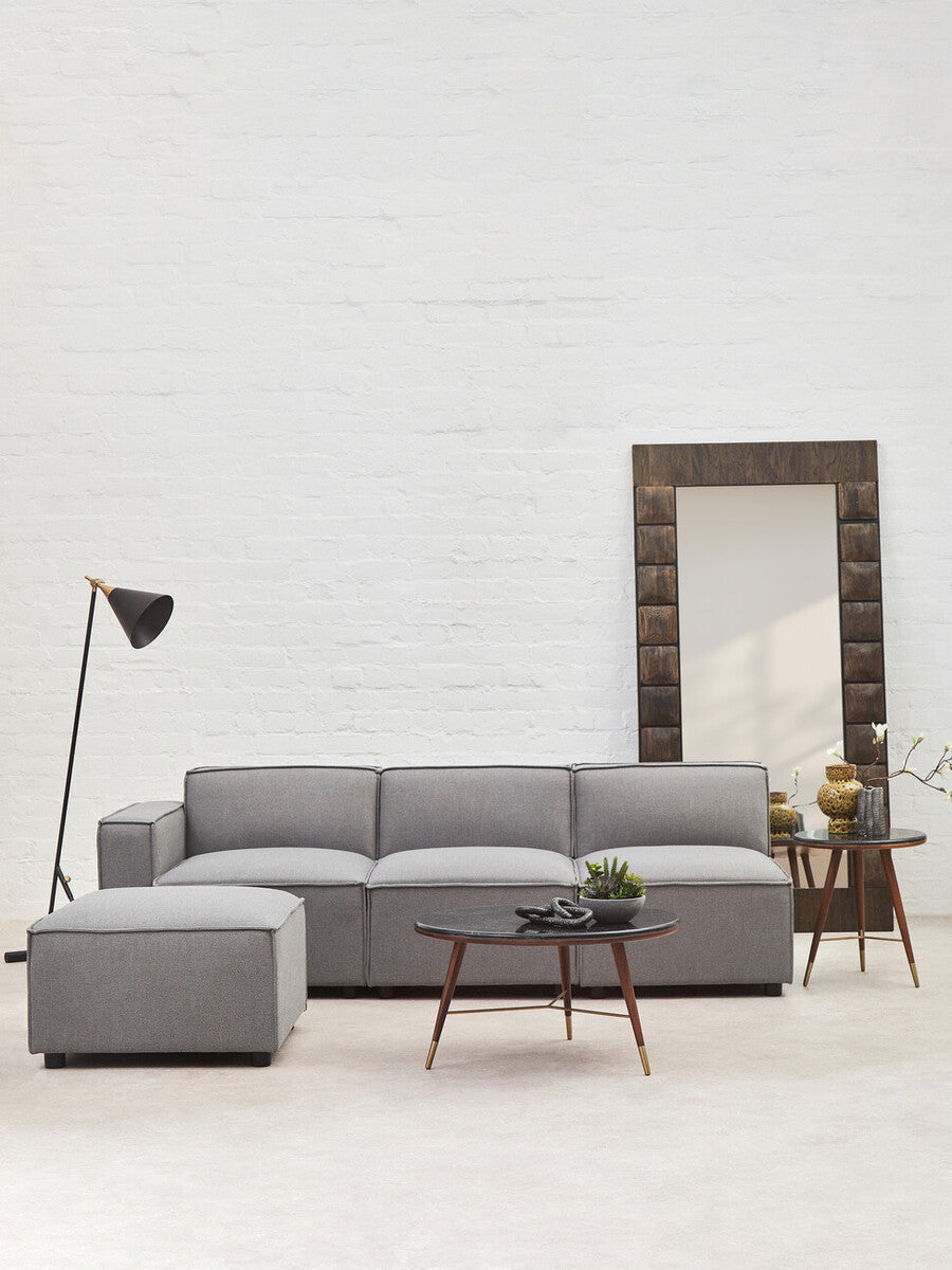 Orsina Toulouse Grey Fabric Modular Ottoman | Modern Living Room Footrest