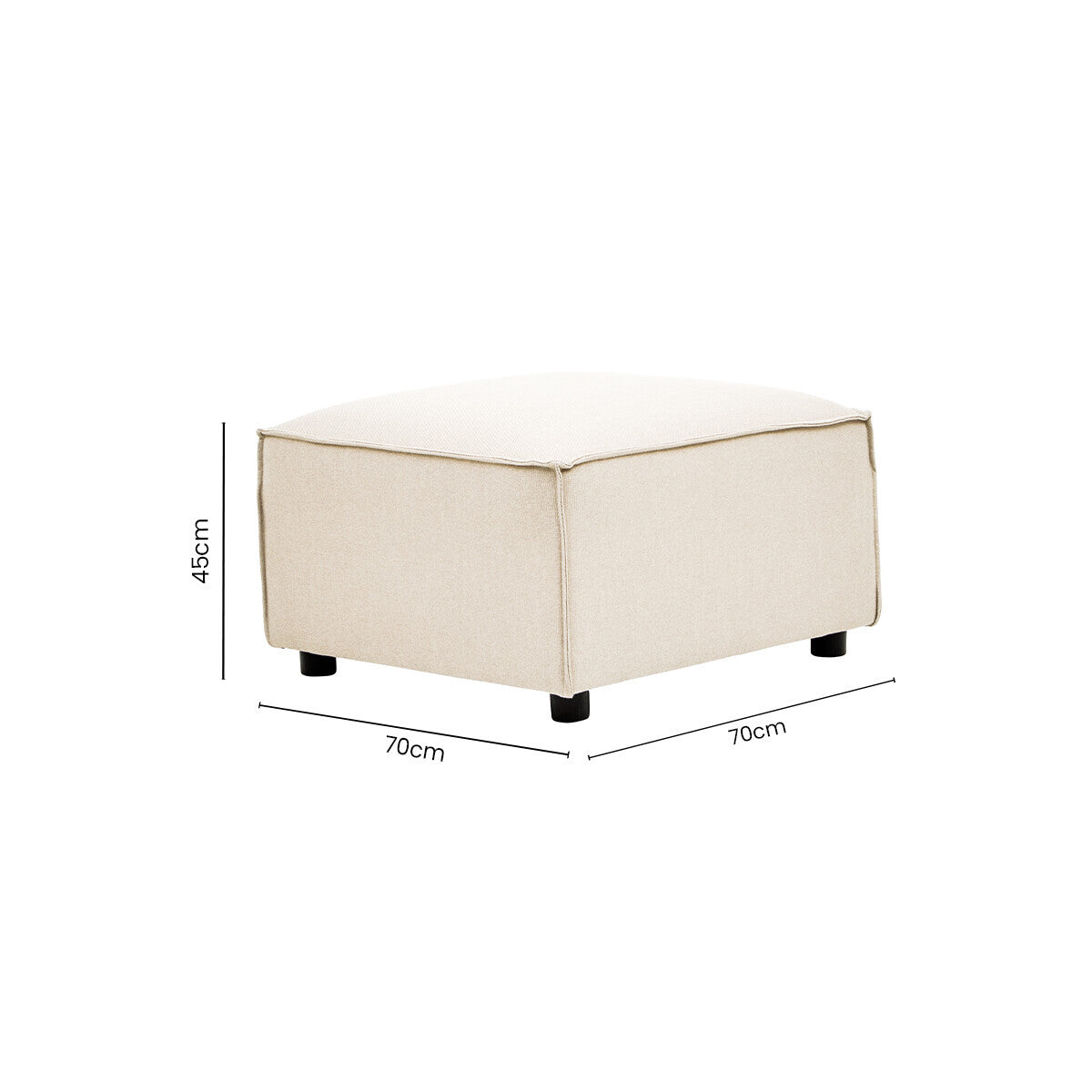 Orsina Toulouse Cream Fabric Modular Ottoman | Square Upholstered Footstool