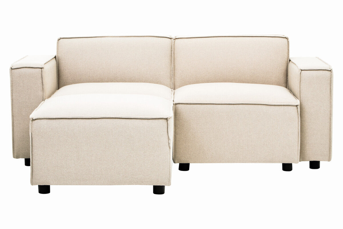 Orsina Toulouse Cream Fabric Modular Ottoman | Square Upholstered Footstool