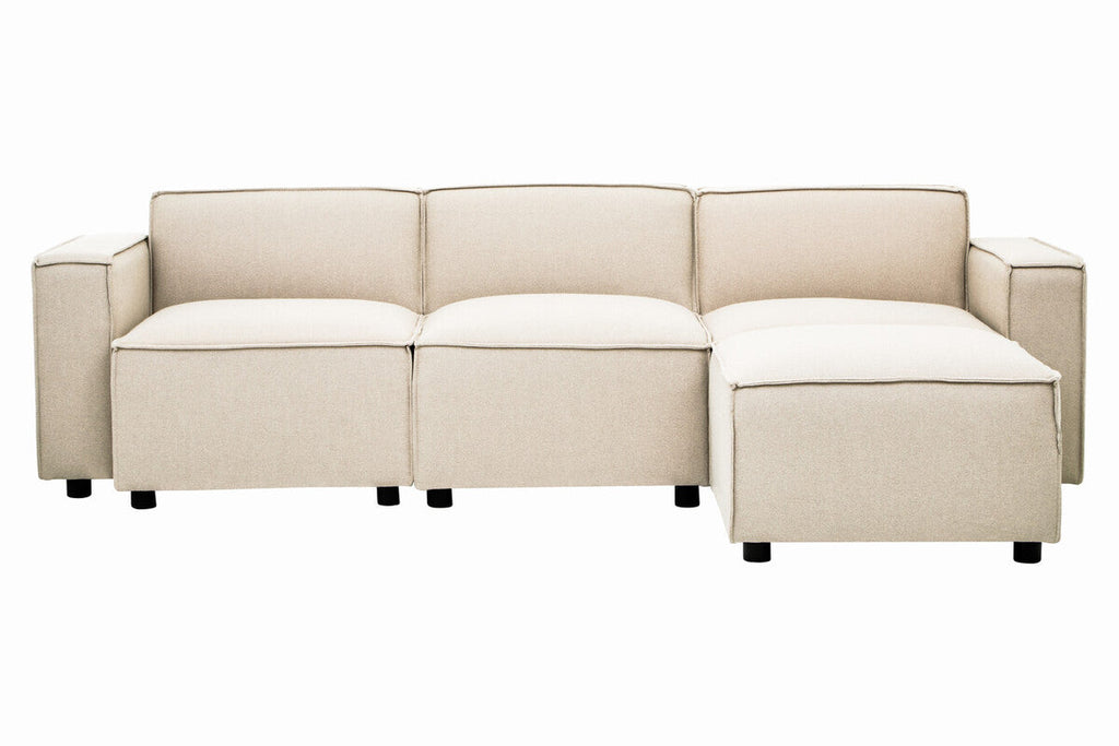 Orsina Toulouse Cream Fabric Modular Ottoman | Square Upholstered Footstool