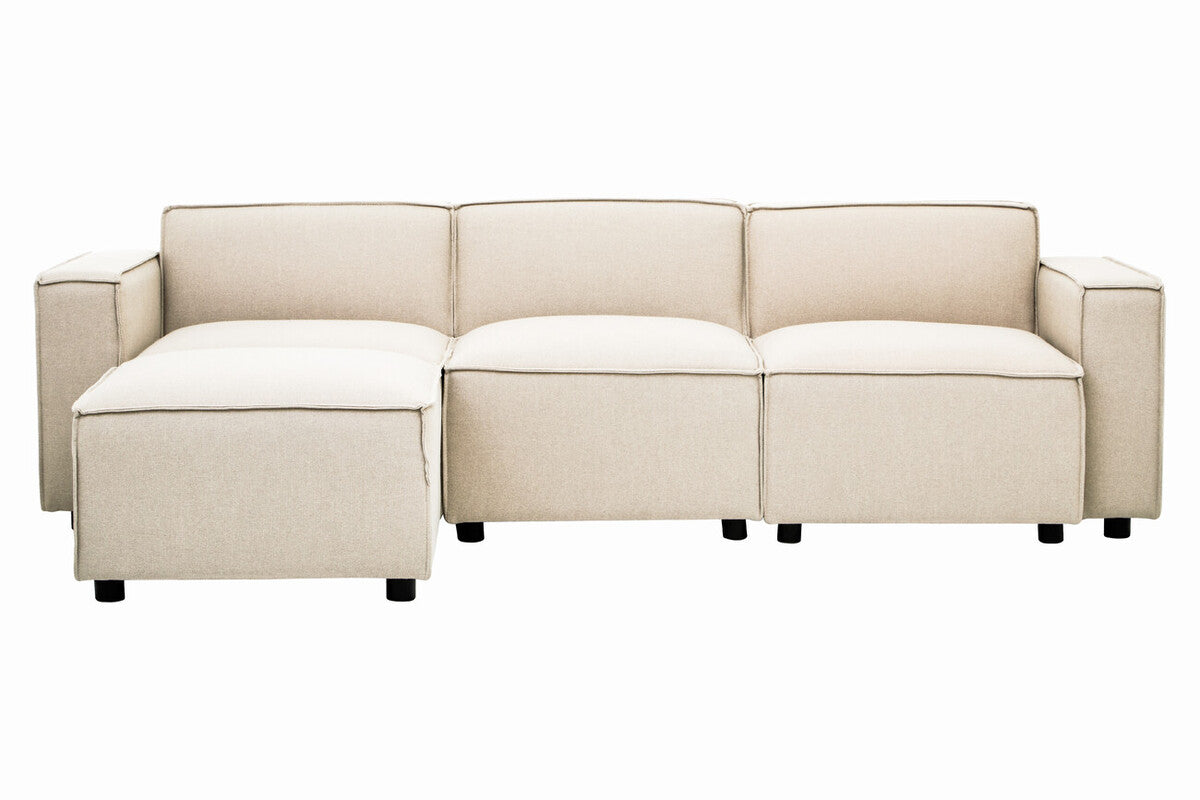 Orsina Toulouse Cream Fabric Modular Ottoman | Square Upholstered Footstool