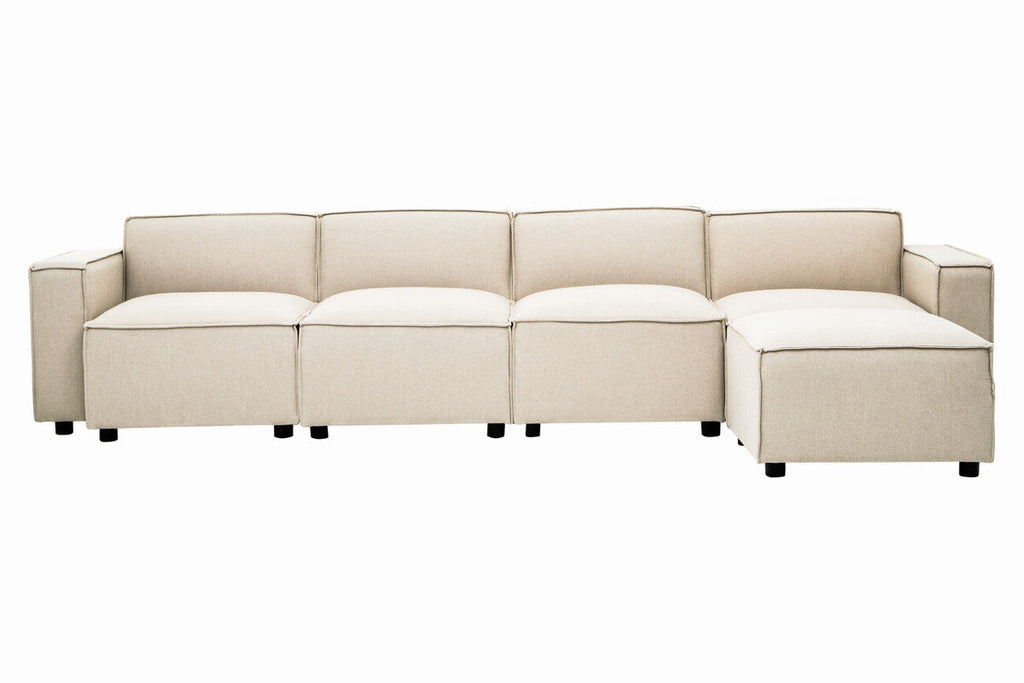 Orsina Toulouse Cream Fabric Modular Ottoman | Square Upholstered Footstool