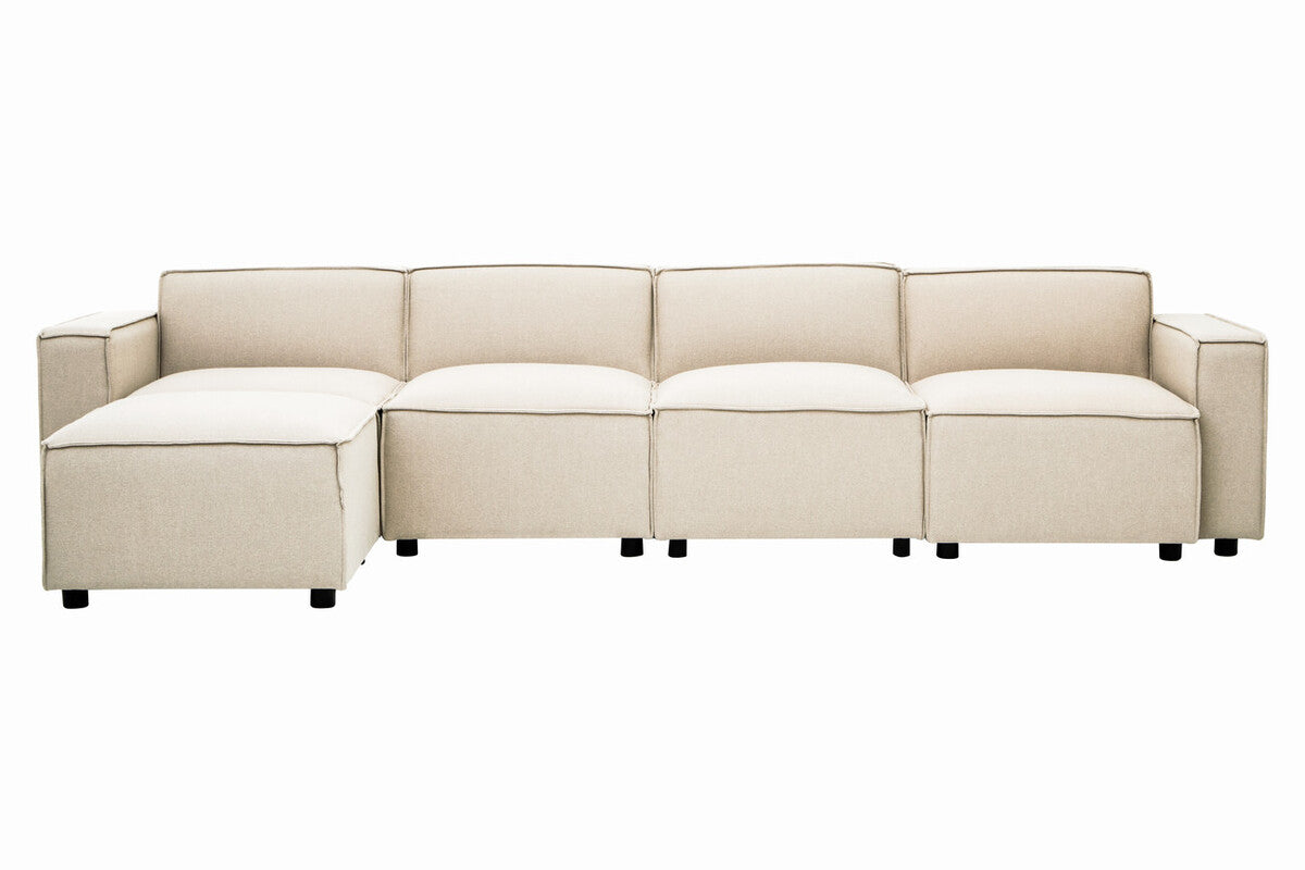 Orsina Toulouse Cream Fabric Modular Ottoman | Square Upholstered Footstool