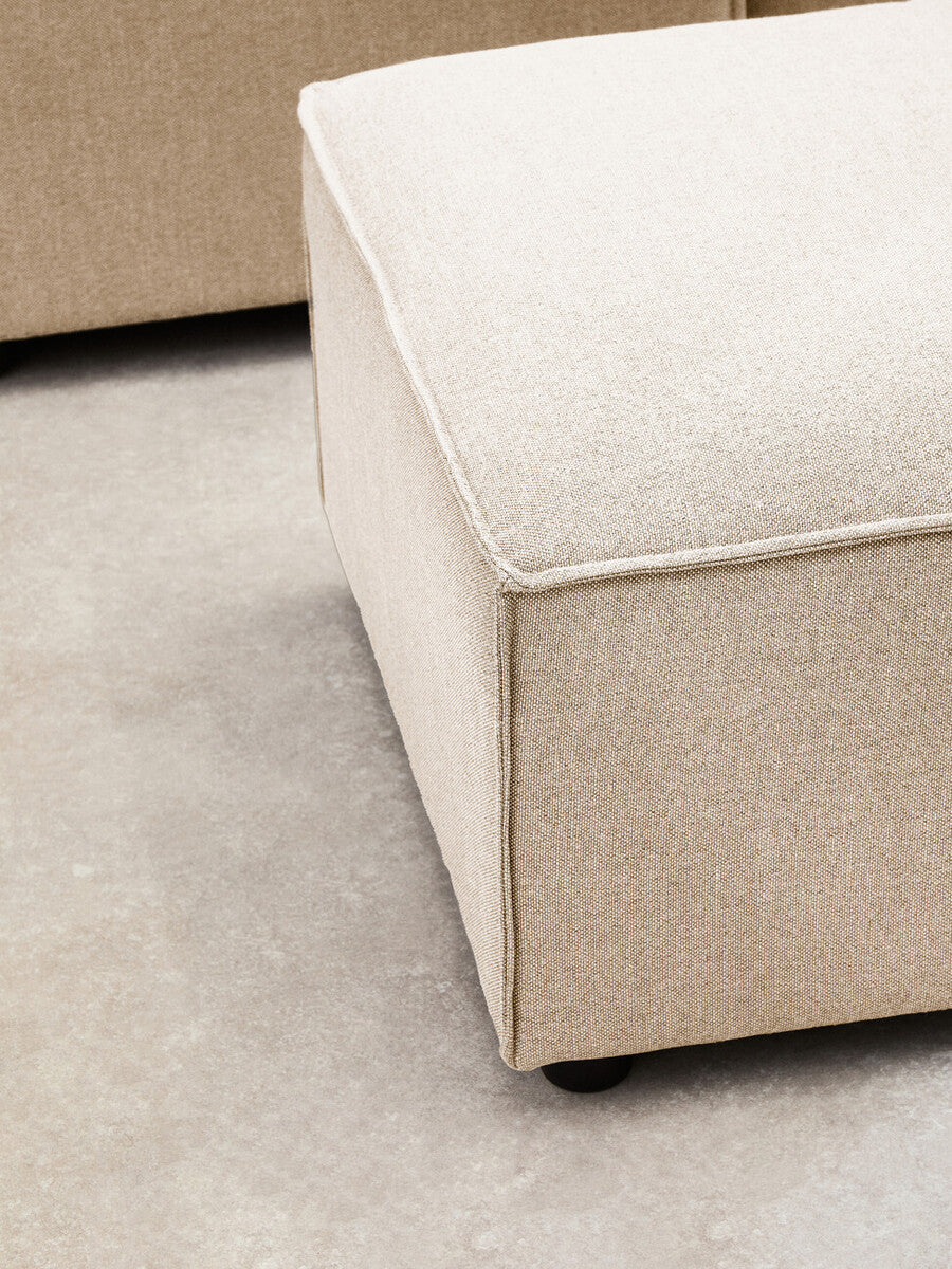 Orsina Toulouse Cream Fabric Modular Ottoman | Square Upholstered Footstool