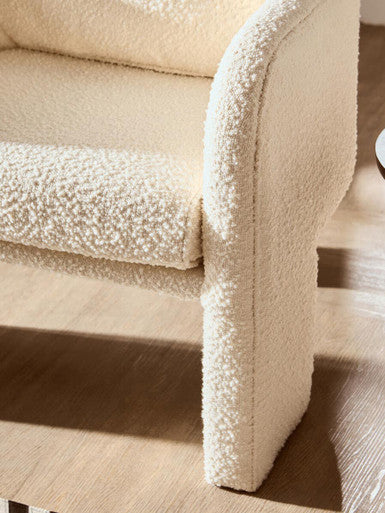 Orsina Ozzero Ivory Boucle Curved Armchair | Modern Accent Chair