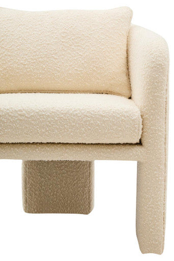 Orsina Ozzero Ivory Boucle Curved Armchair | Modern Accent Chair