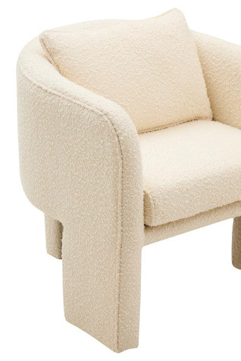 Orsina Ozzero Ivory Boucle Curved Armchair | Modern Accent Chair