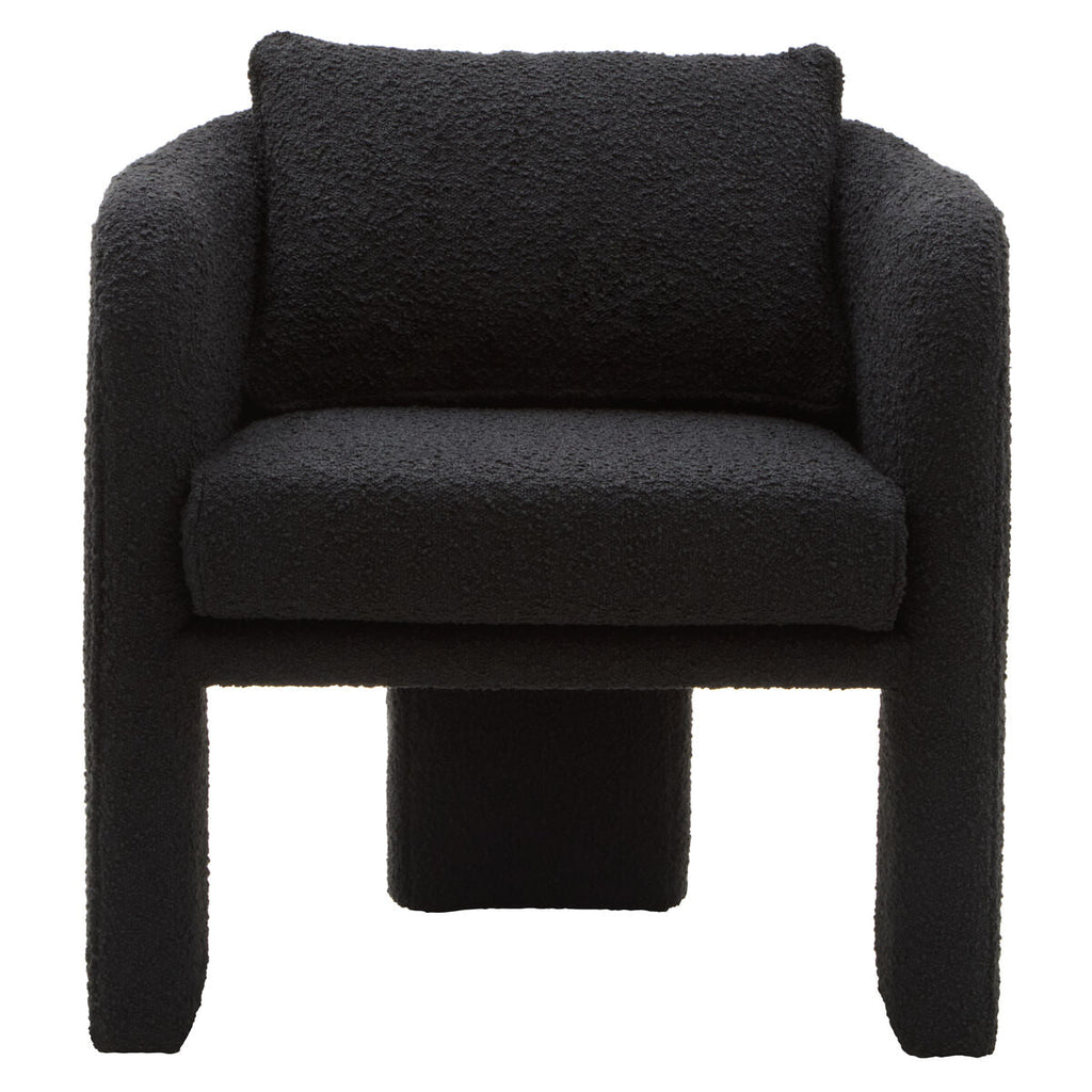 Orsina Ozzero Black Boucle Curved Armchair – Modern Accent Chair
