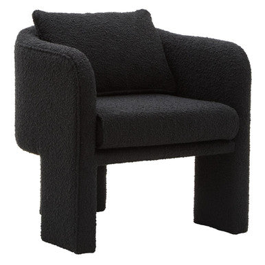 Orsina Ozzero Black Boucle Curved Armchair – Modern Accent Chair