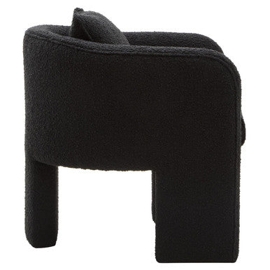 Orsina Ozzero Black Boucle Curved Armchair – Modern Accent Chair