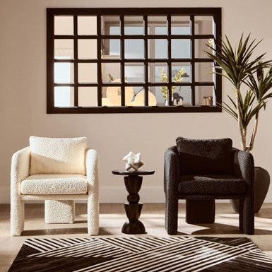 Orsina Ozzero Black Boucle Curved Armchair – Modern Accent Chair