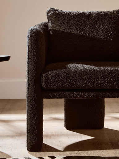 Orsina Ozzero Black Boucle Curved Armchair – Modern Accent Chair