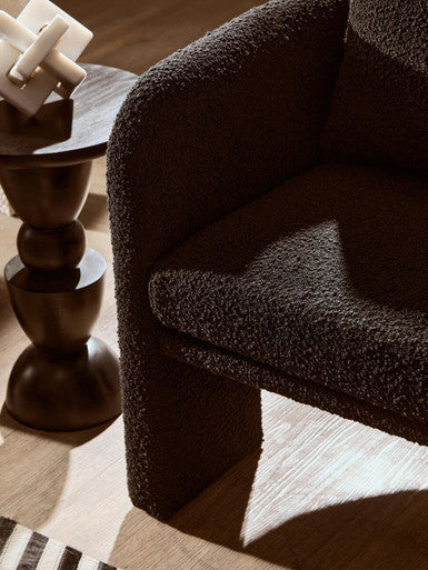 Orsina Ozzero Black Boucle Curved Armchair – Modern Accent Chair