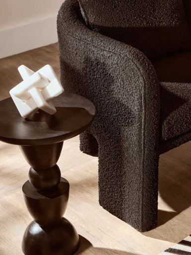 Orsina Ozzero Black Boucle Curved Armchair – Modern Accent Chair