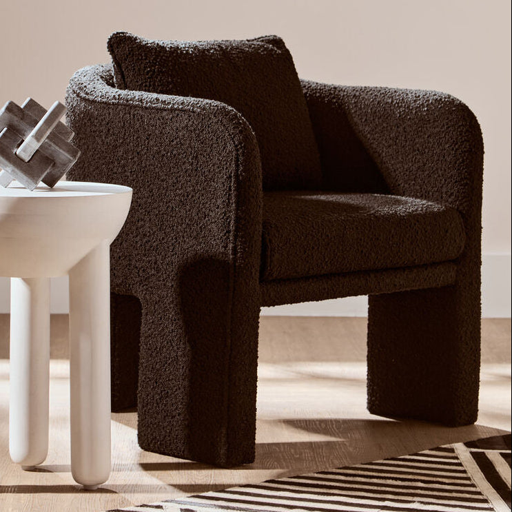 Orsina Ozzero Black Boucle Curved Armchair – Modern Accent Chair