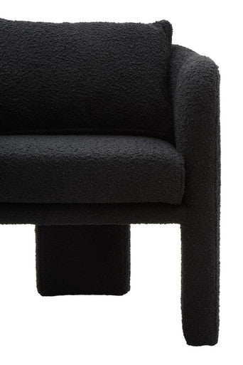 Orsina Ozzero Black Boucle Curved Armchair – Modern Accent Chair