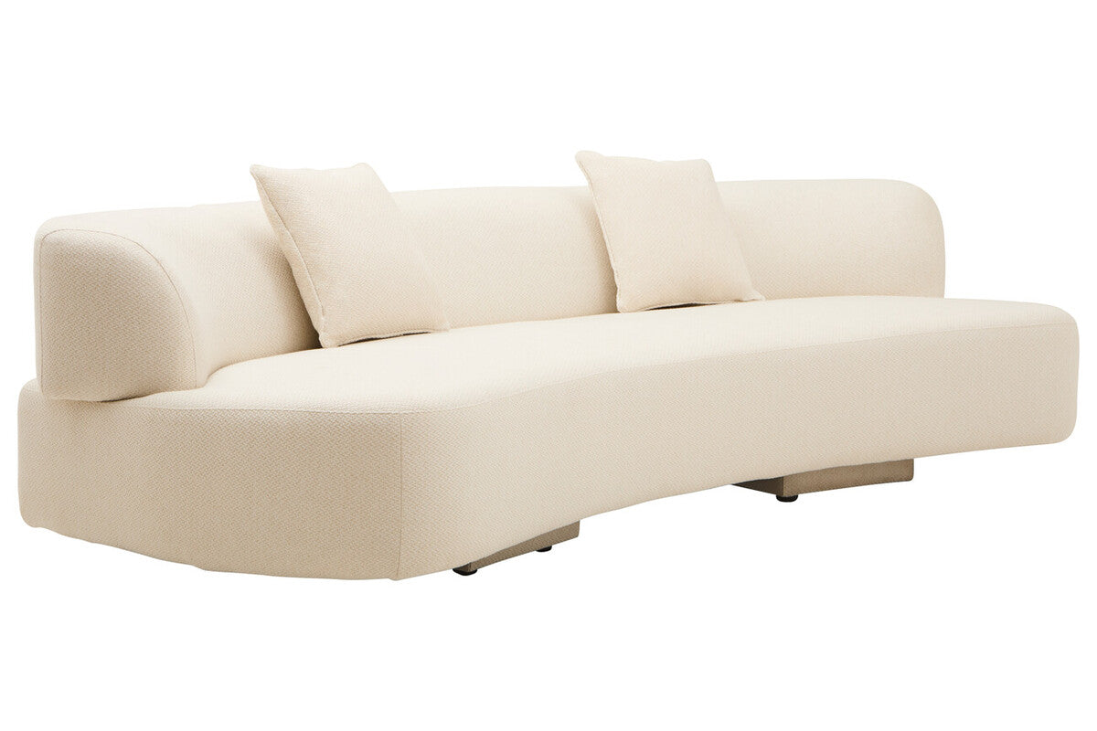 Orsina Ozzano 3 Seater Curved Sofa – Cream Linen Modern Living Room