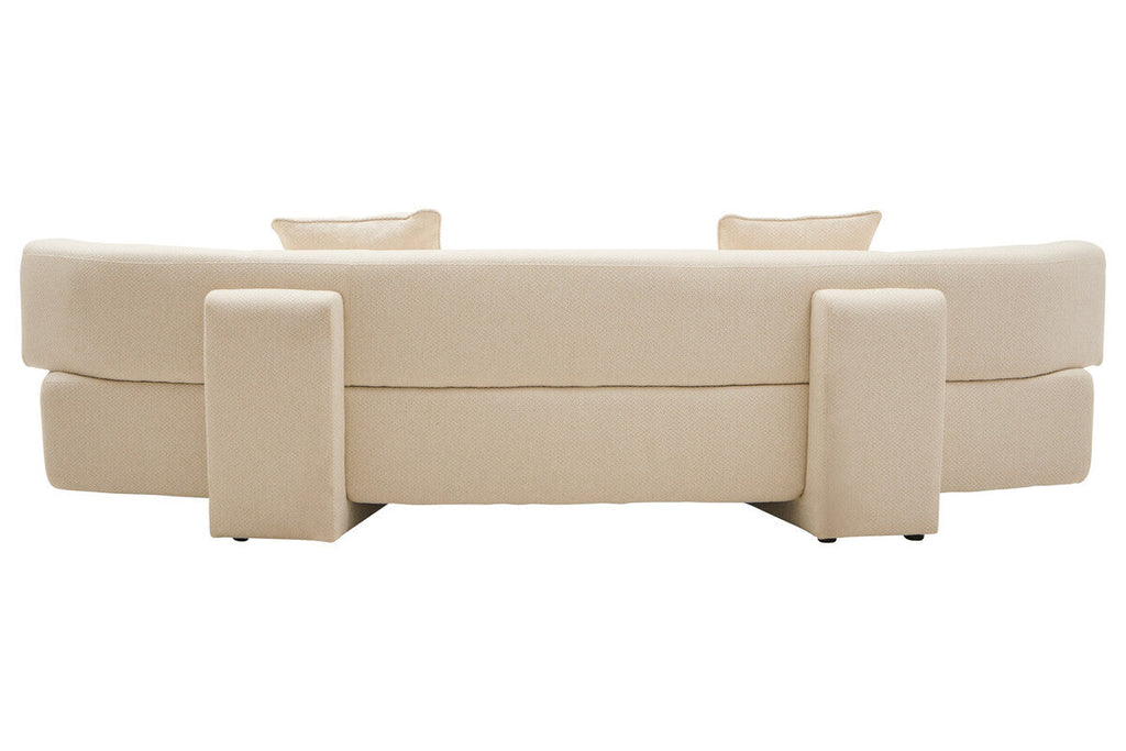 Orsina Ozzano 3 Seater Curved Sofa – Cream Linen Modern Living Room