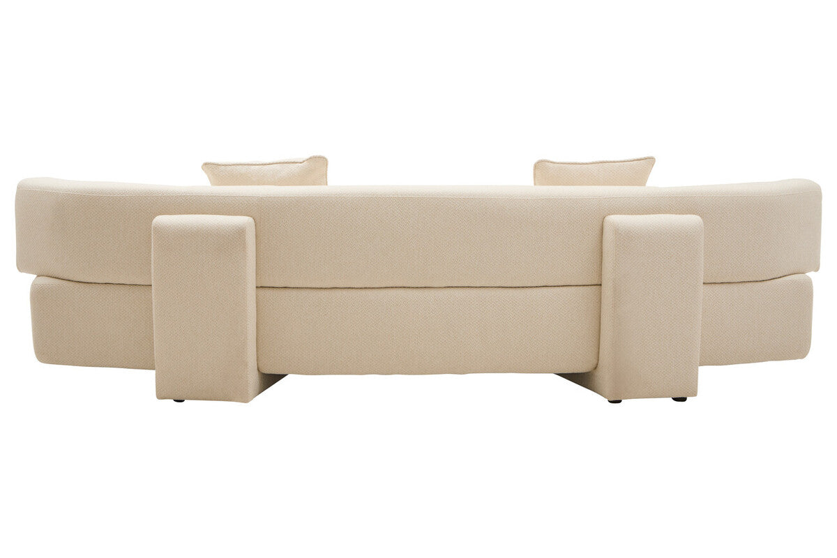 Orsina Ozzano 3 Seater Curved Sofa – Cream Linen Modern Living Room