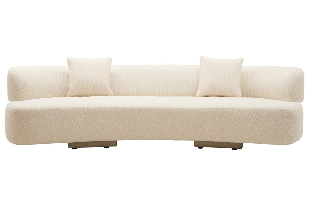 Orsina Ozzano 3 Seater Curved Sofa – Cream Linen Modern Living Room