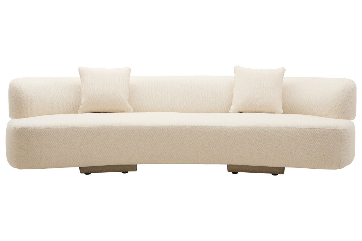 Orsina Ozzano 3 Seater Curved Sofa – Cream Linen Modern Living Room