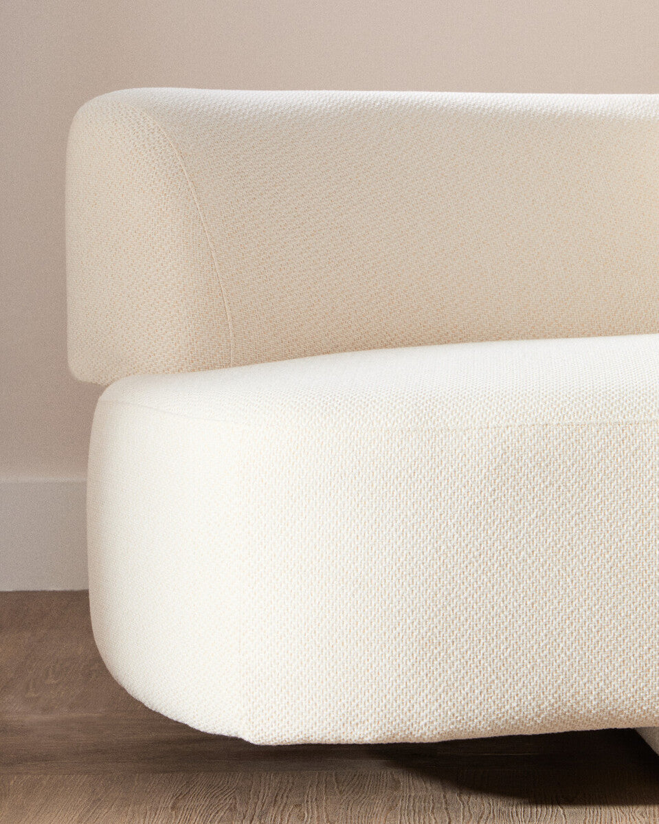 Orsina Ozzano 3 Seater Curved Sofa – Cream Linen Modern Living Room
