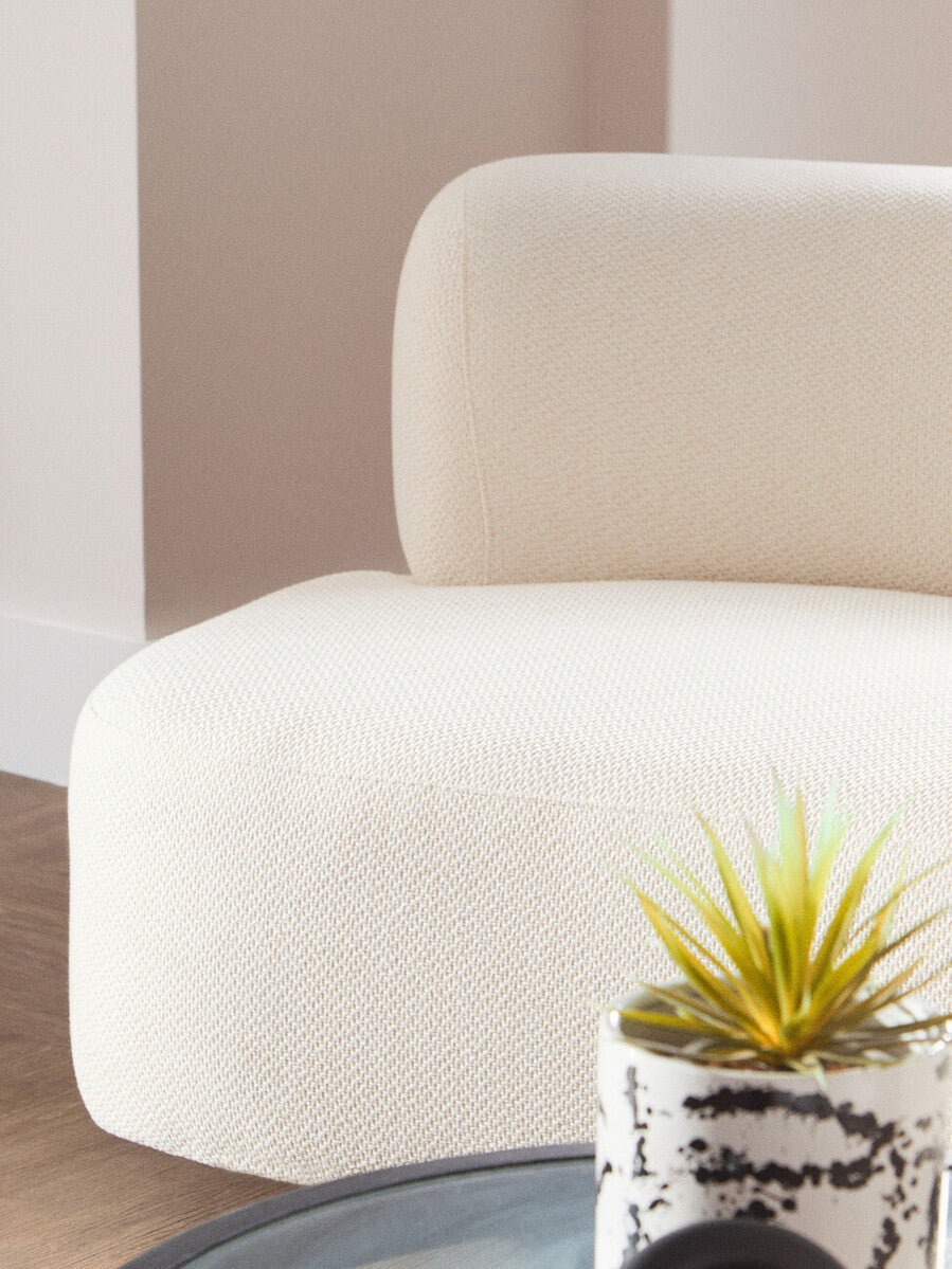 Orsina Ozzano 3 Seater Curved Sofa – Cream Linen Modern Living Room