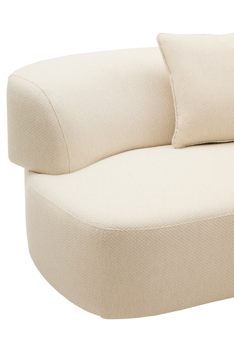 Orsina Ozzano 3 Seater Curved Sofa – Cream Linen Modern Living Room