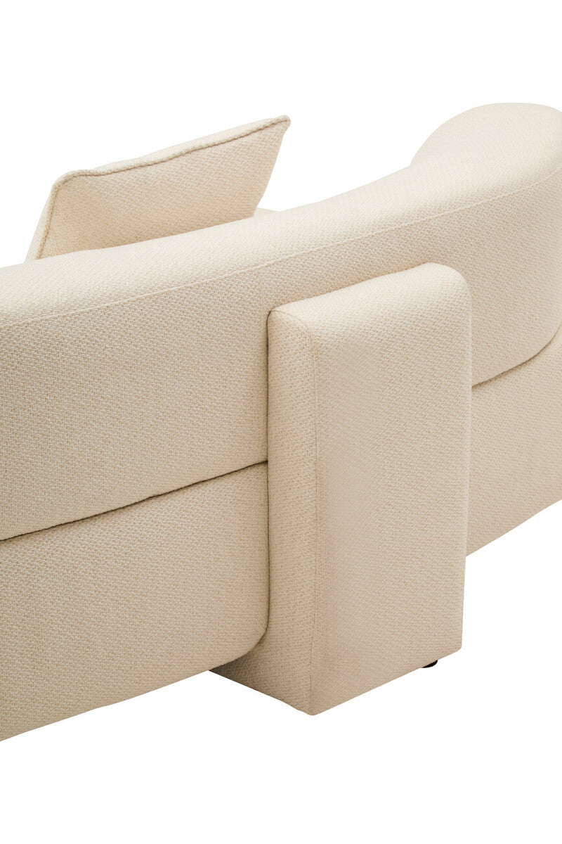 Orsina Ozzano 3 Seater Curved Sofa – Cream Linen Modern Living Room