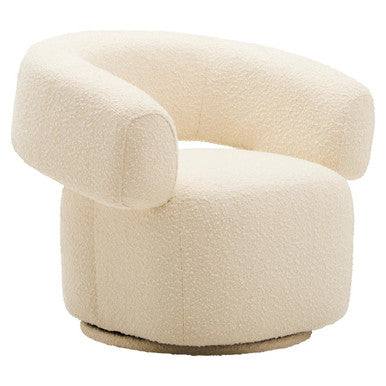 Orsina Oliveto Ivory Boucle Curved Swivel Armchair | Modern Accent Seat