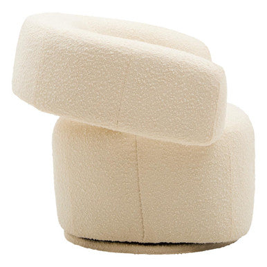 Orsina Oliveto Ivory Boucle Curved Swivel Armchair | Modern Accent Seat